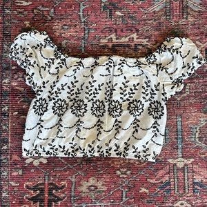 embroidered off shoulder crop top